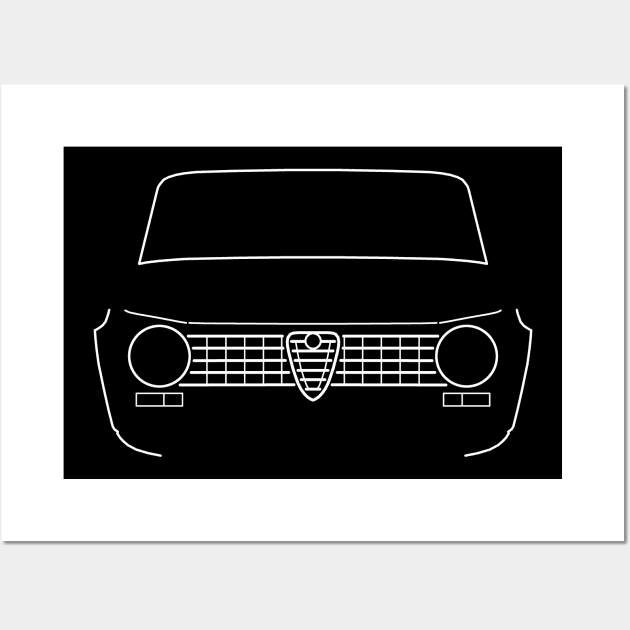 1964 Alfa Romeo Giulia classic car outline graphic (white) Wall Art by soitwouldseem